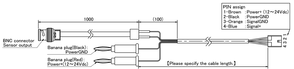  (Signal side) BNC conversion cable + (Power supply side) Banana plug